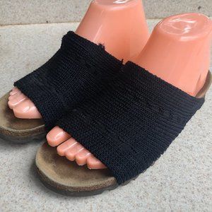 Arcopedico Women's Black Knit Slides Cork Sandals